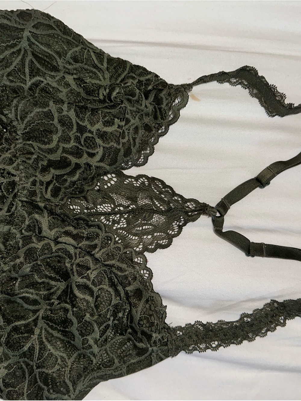 Xhilaration Olive Green Lace Bralette with Scalloped Trim